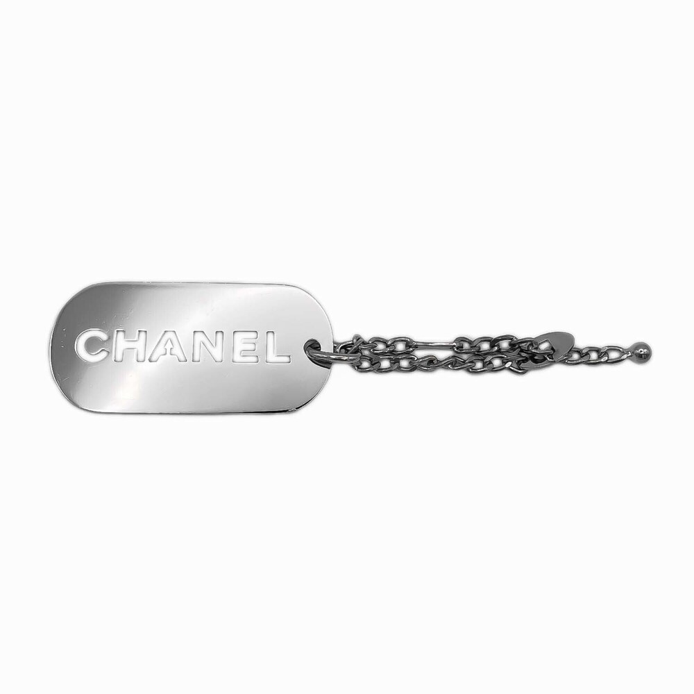 CHANEL Chanel Bag Charm Dog Tag Logo 04V Metal Silver Men's Women's